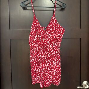 Cupshe Red and White Floral Jumpsuit
